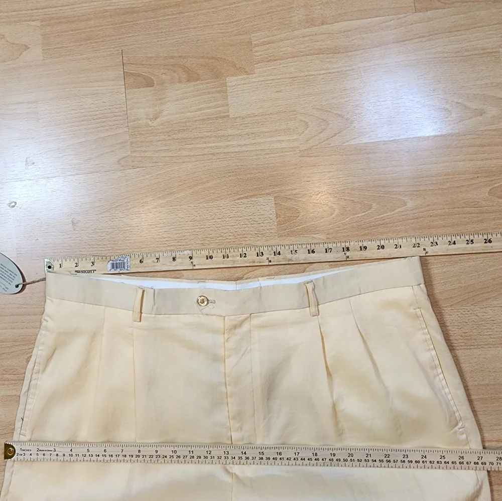 NWT Mojito 100% Linen Yellow Pleated Pants Men's Size‎ 44 (29